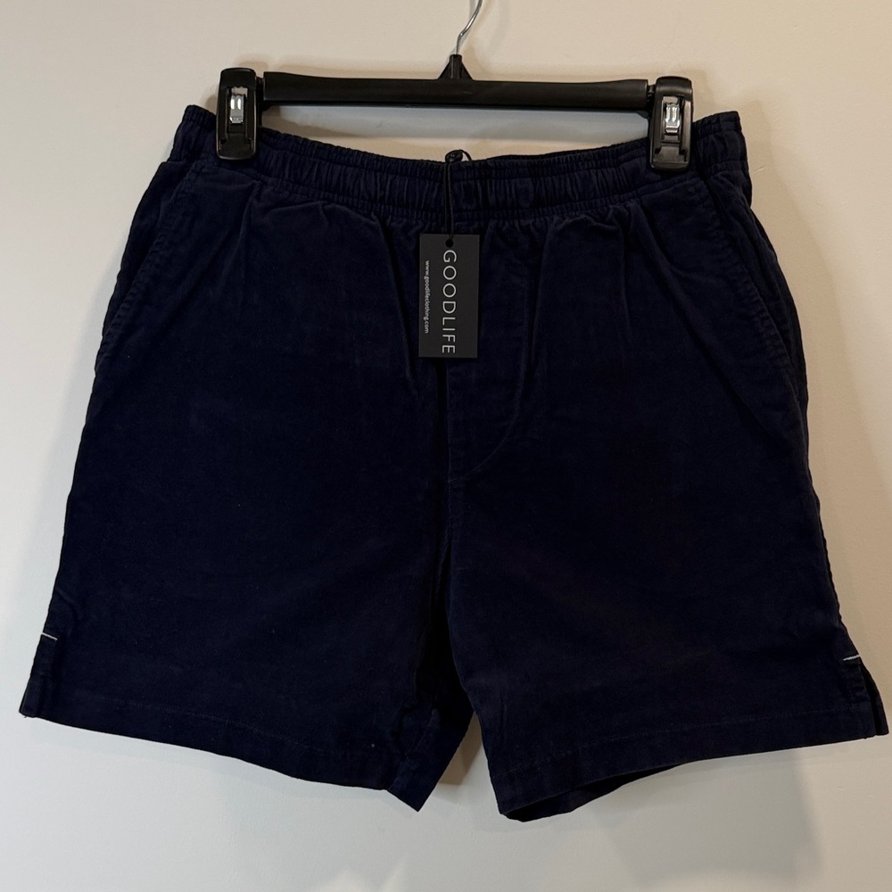 Goodlife Men's Dark Blue Flat Front Shorts